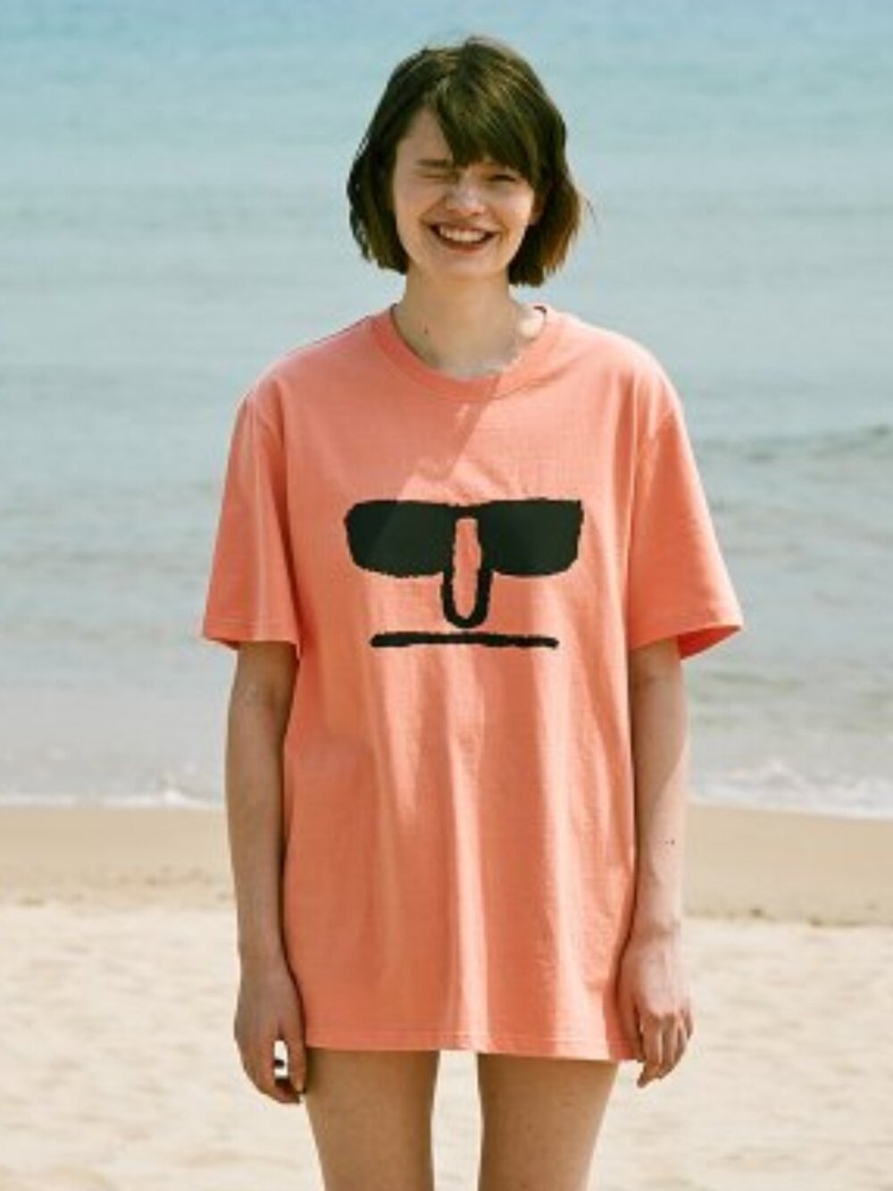 NEW NouNou by Jean Jullien Pink Graphic Face Sunglasses T-Shirt XL Unisex